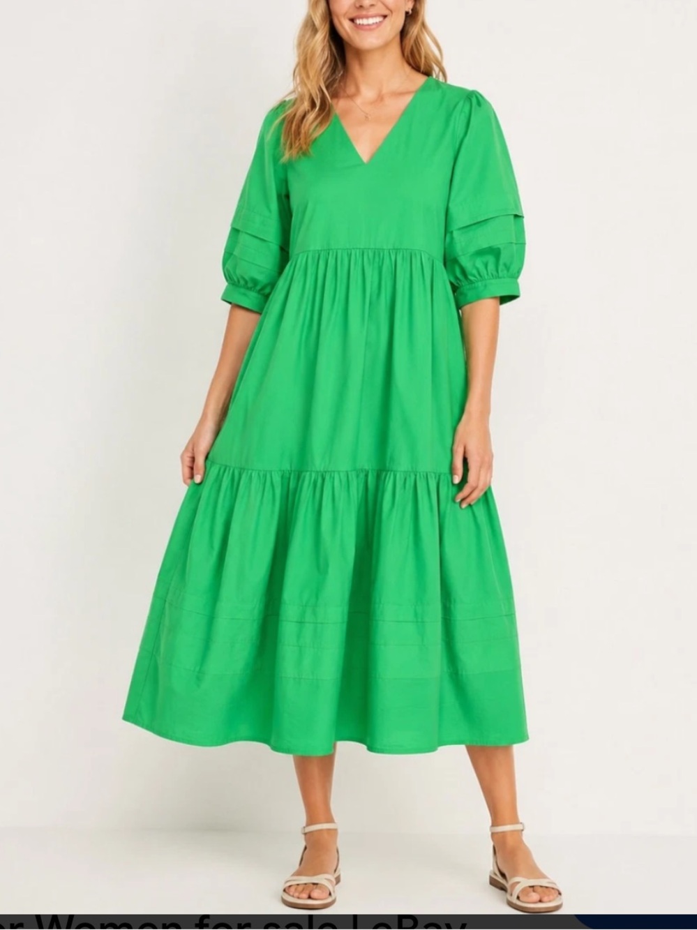 CROSBY by Mollie Birch Wylie Ruffled Pleated Prairie Dress Green Size Small